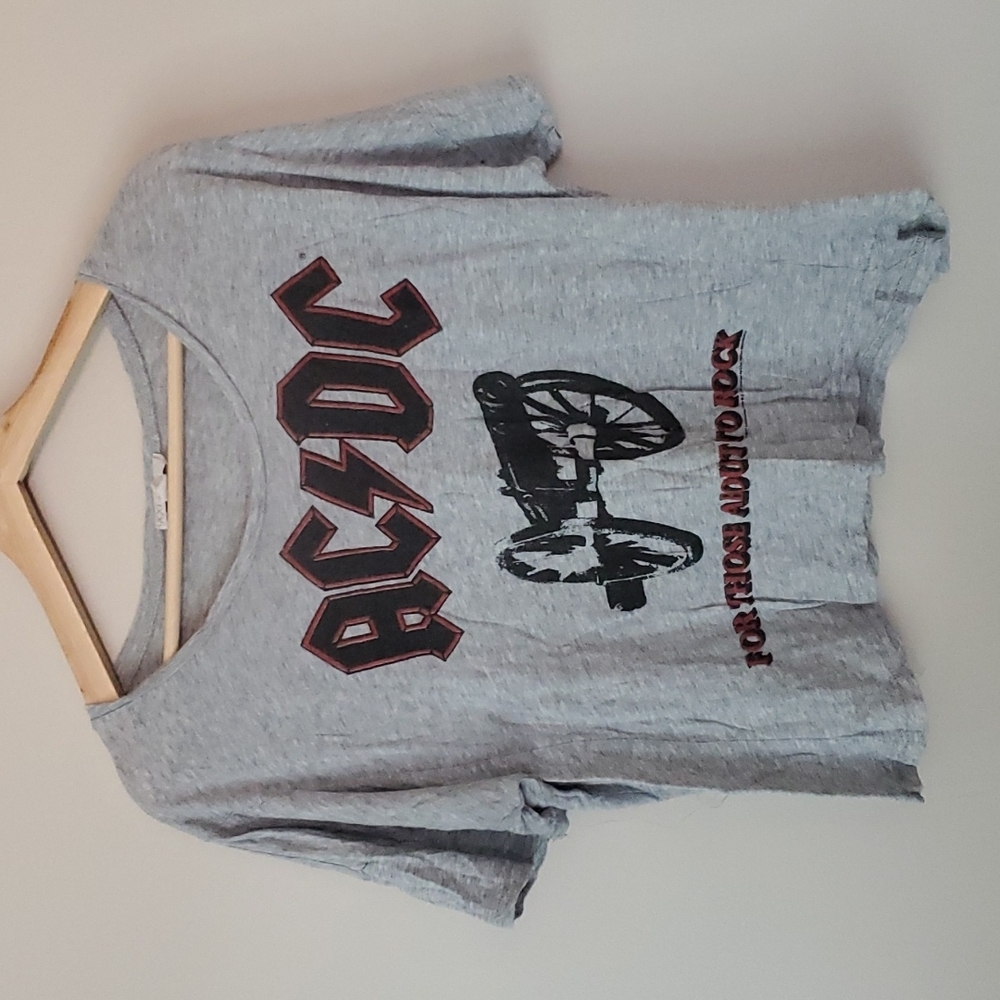 Forever 21 ACDC For Those About to Rock Band Tee Crop Top S/M